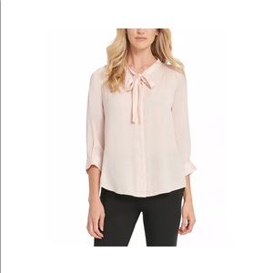 NWT DKNY tie neck blouse